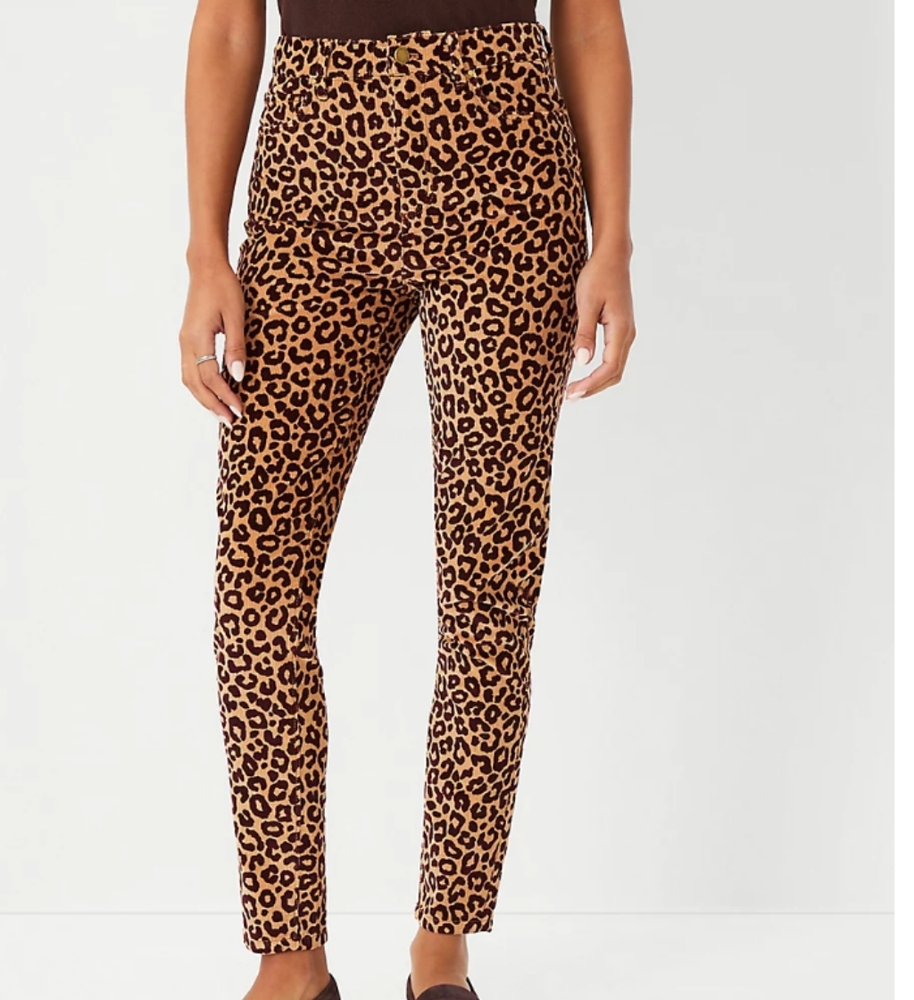 Ann Taylor The Animal Print High Rise Skinny Corduroy Pants